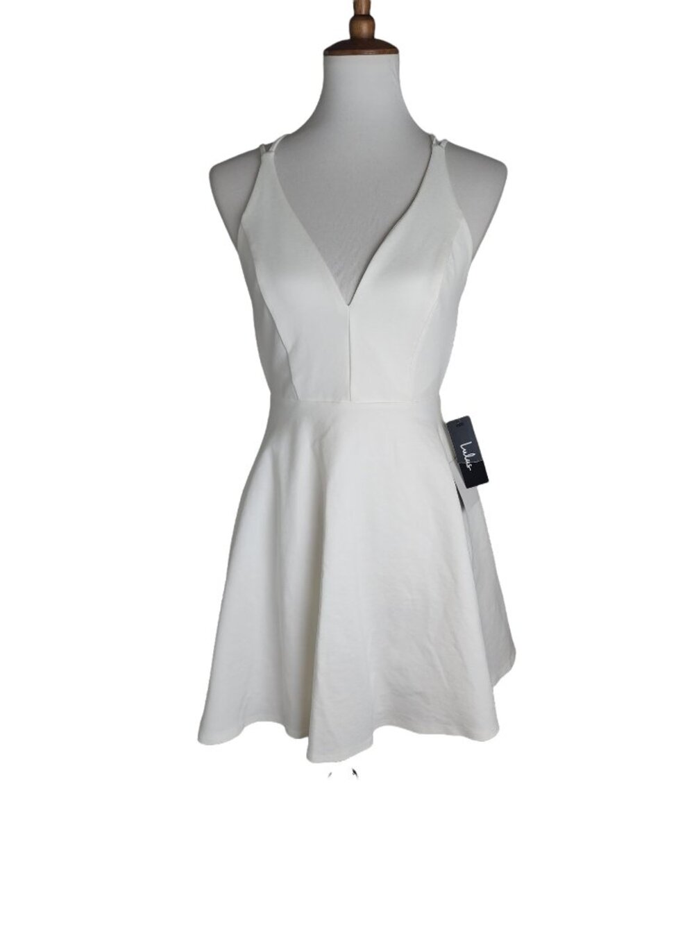 Lulu's Believe in Love White Backless Skater Dress Womens Small - Picture 1 of 8